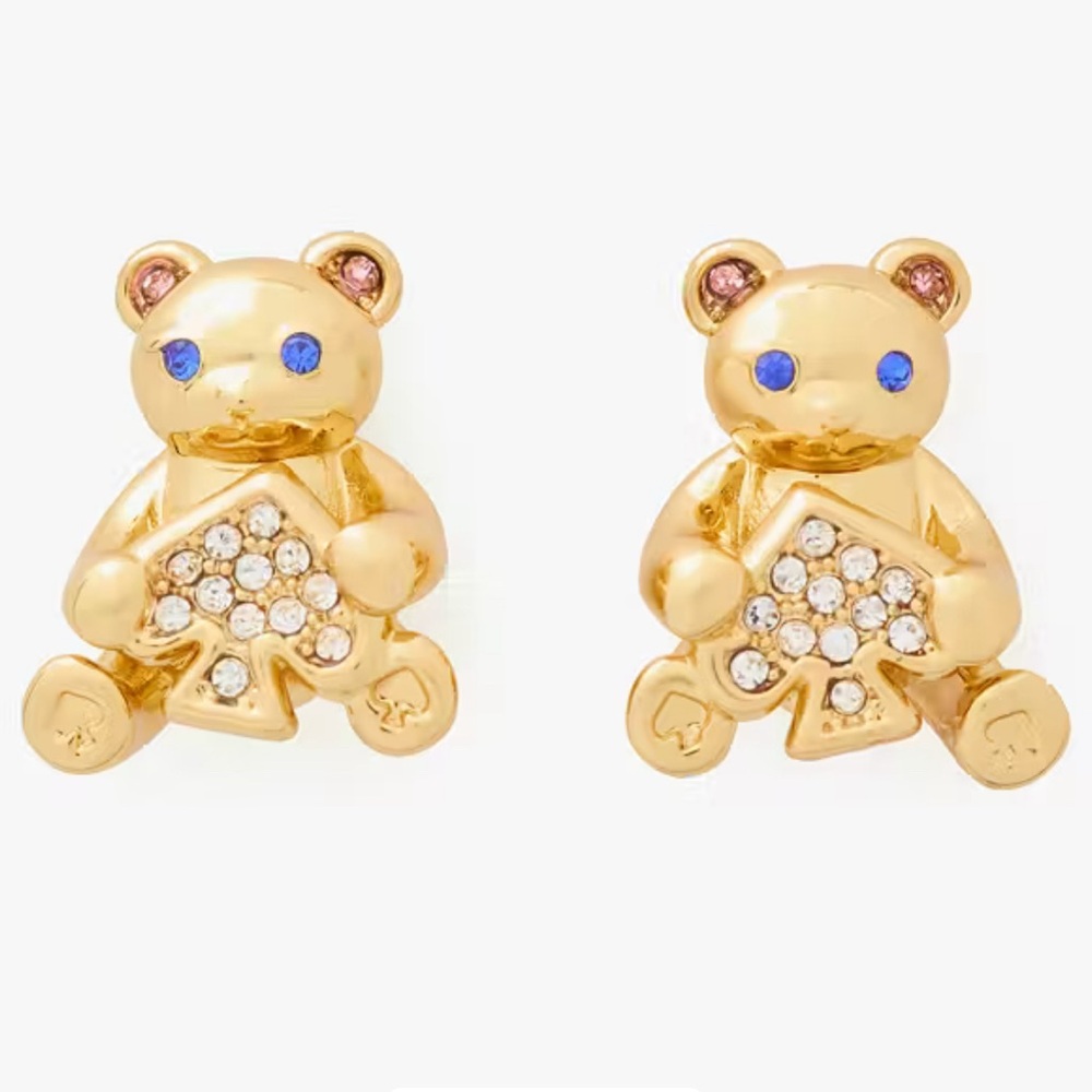 Kate Spade NWT Oh What Fun‎ Spade Teddy Bear Studs